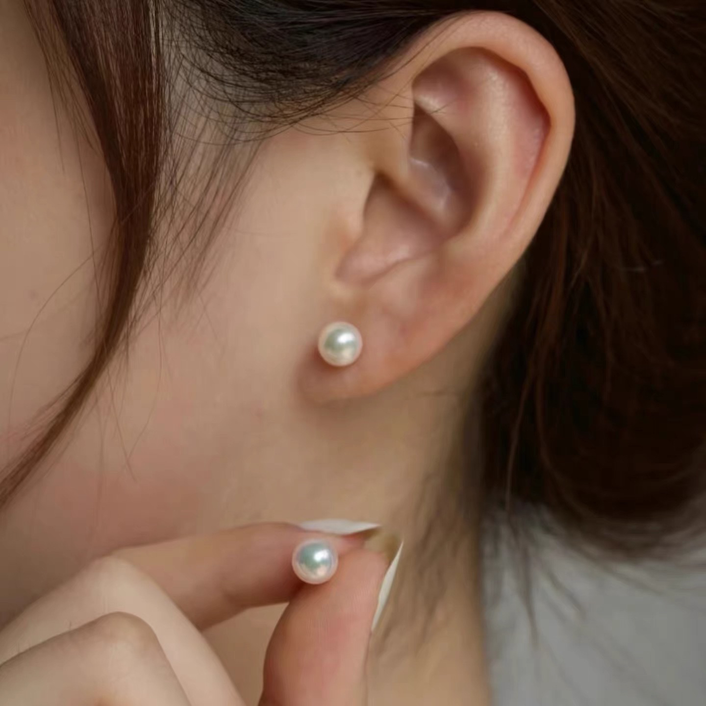 [怼怼推荐]天然淡水5A强光小灯泡6-7mm近正圆银针耳钉