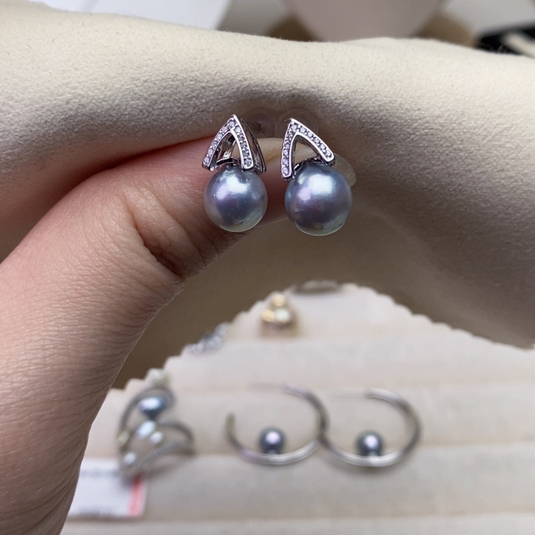 海水珍珠耳饰银S925镶嵌