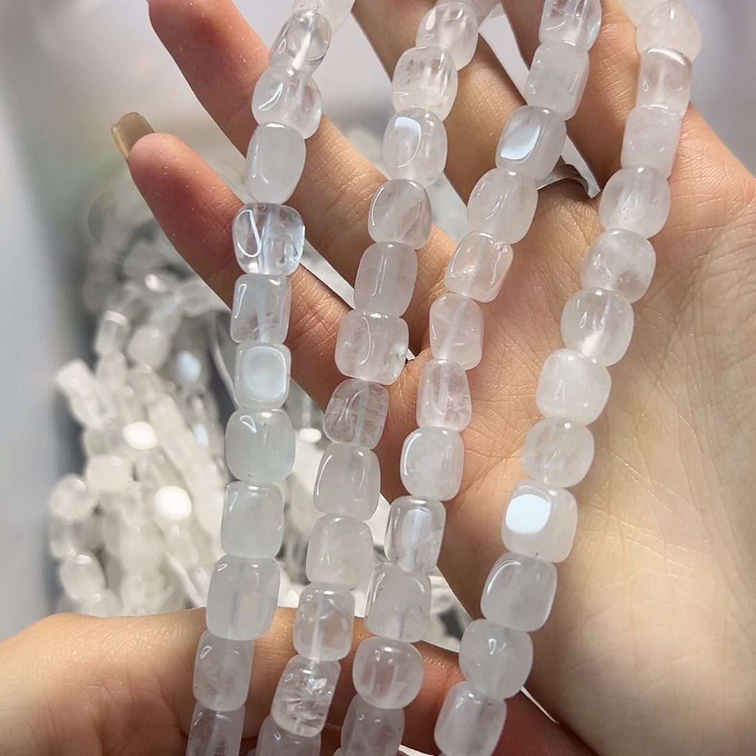 玛瑙/玉髓未镶嵌珠宝半成品白水方糖卡8一条