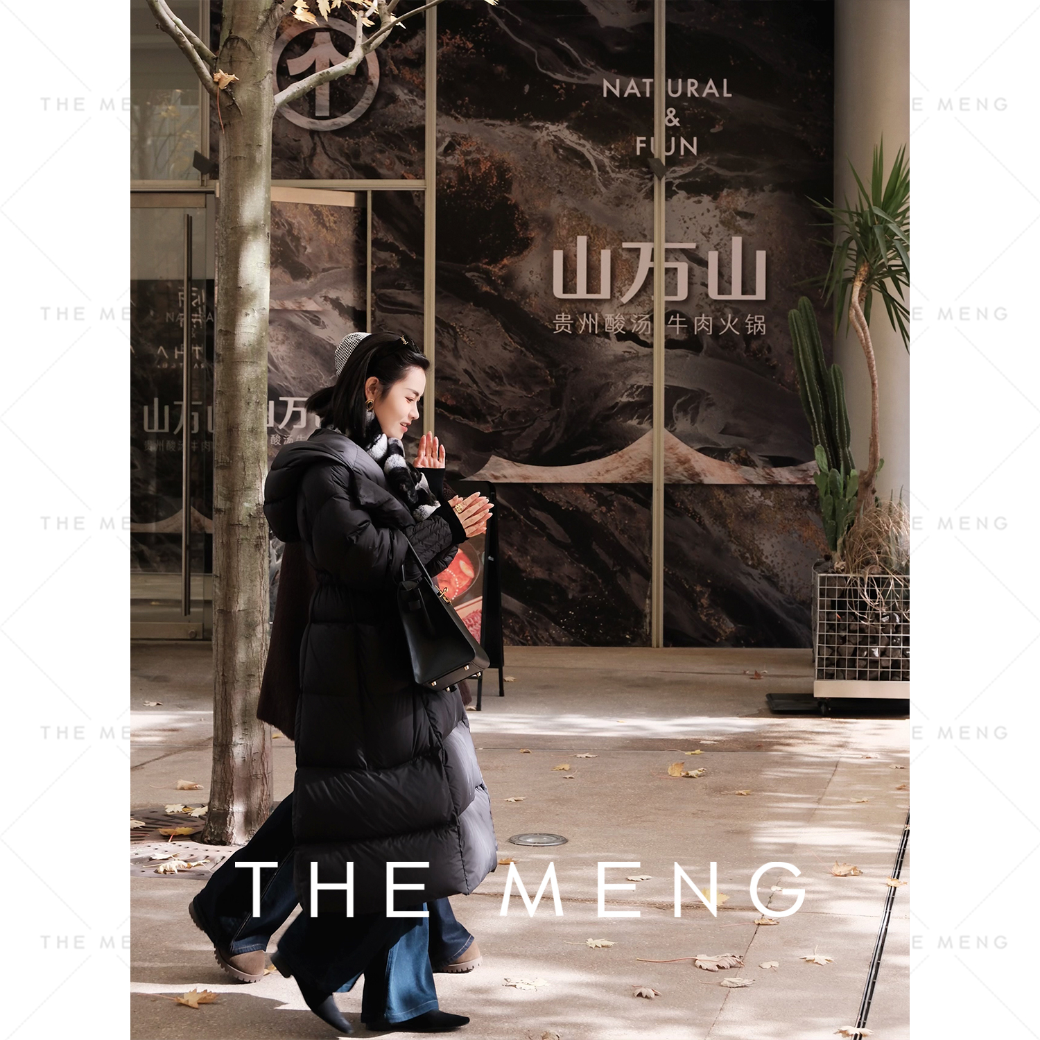 THE MENG【天籁】白鹅绒连帽抽绳收腰中长款羽绒服#WA4155