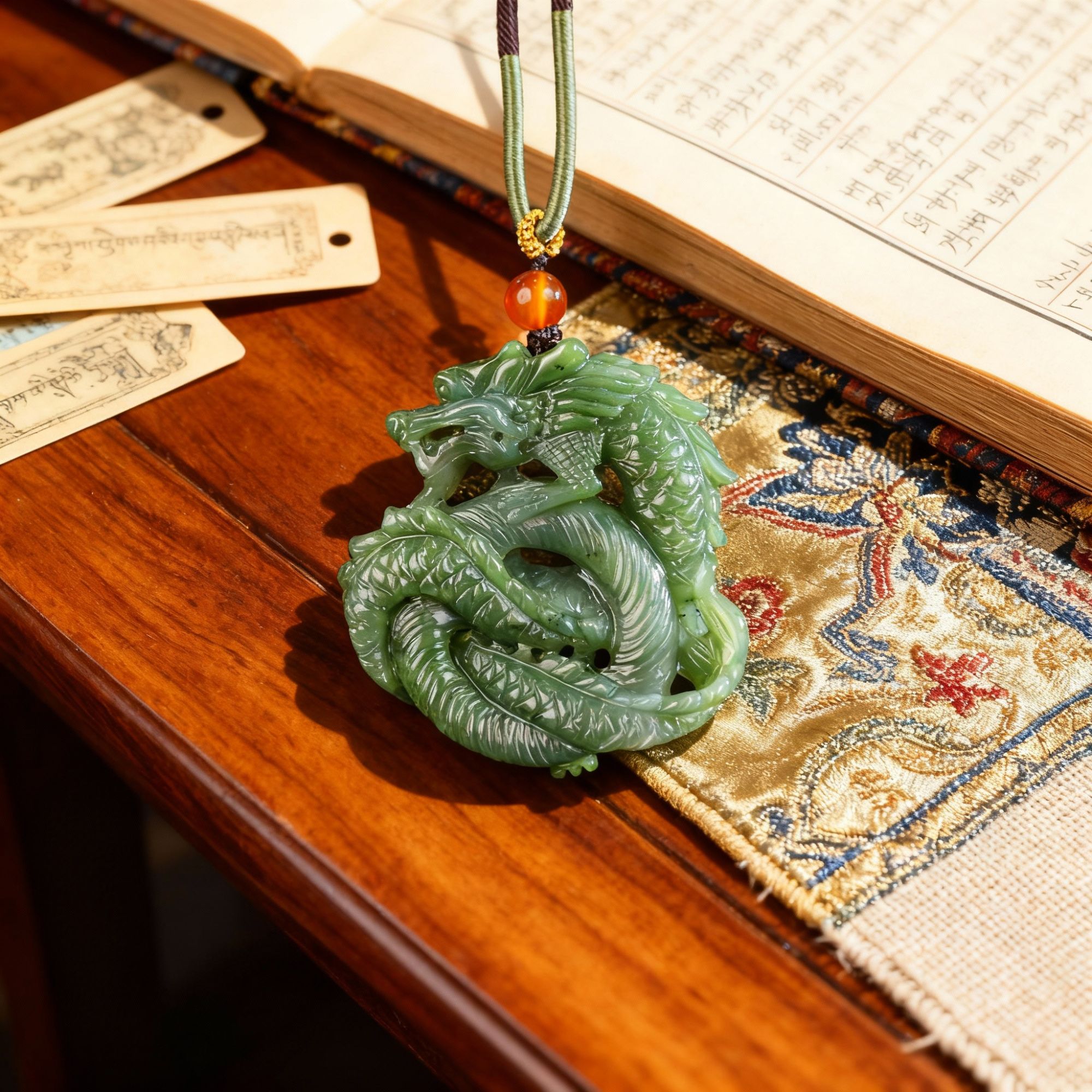 【抖音官方质检】保真天然和田碧玉龙牌多样性发其一HTY207-2