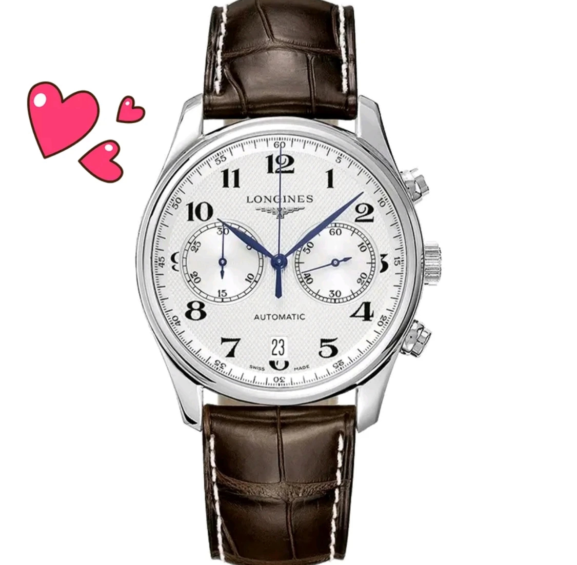 99新 Longines/浪琴 /名匠629双眼白皮/表径40/自动机械男表