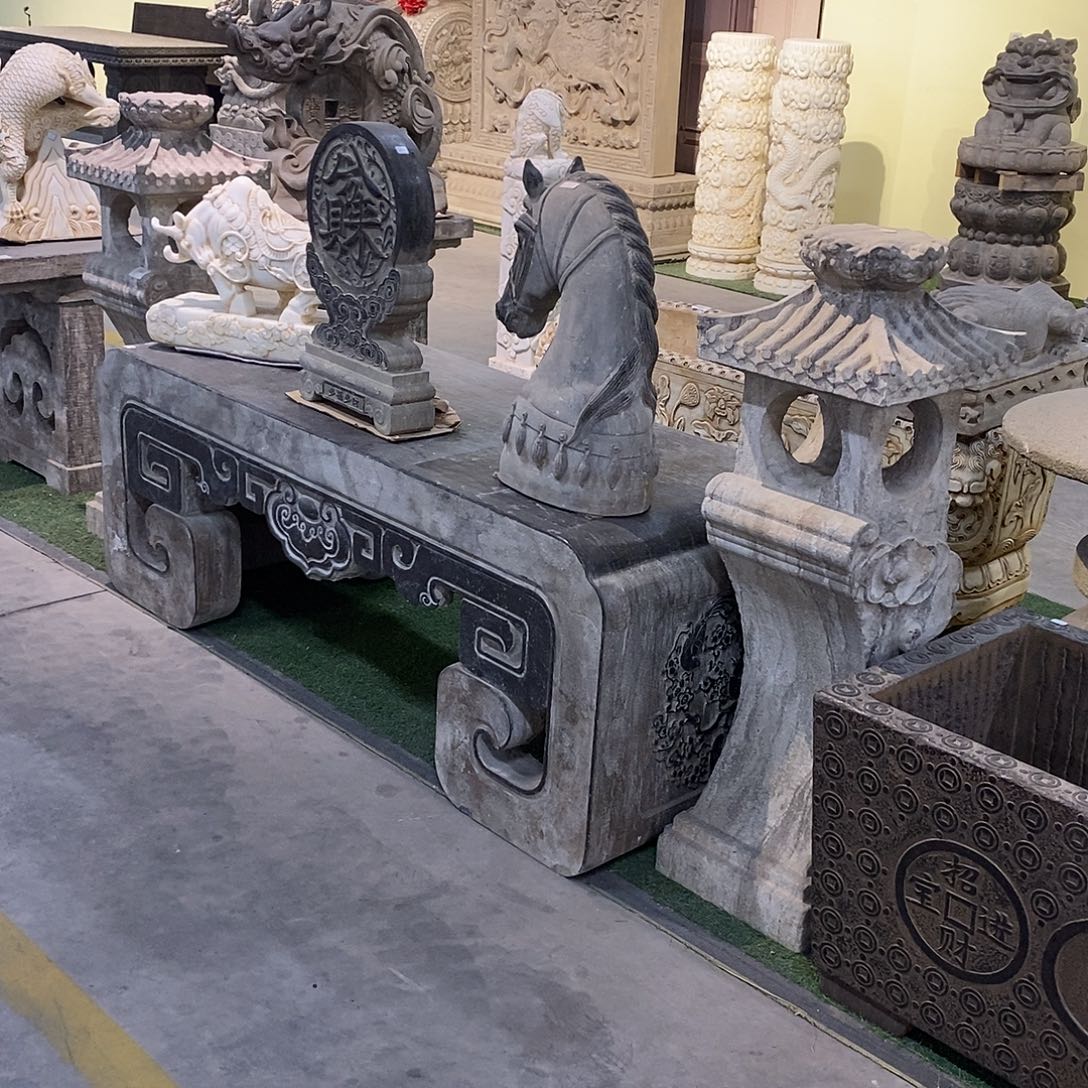 H***n青石宫灯一对 包邮 不包卸车摆放