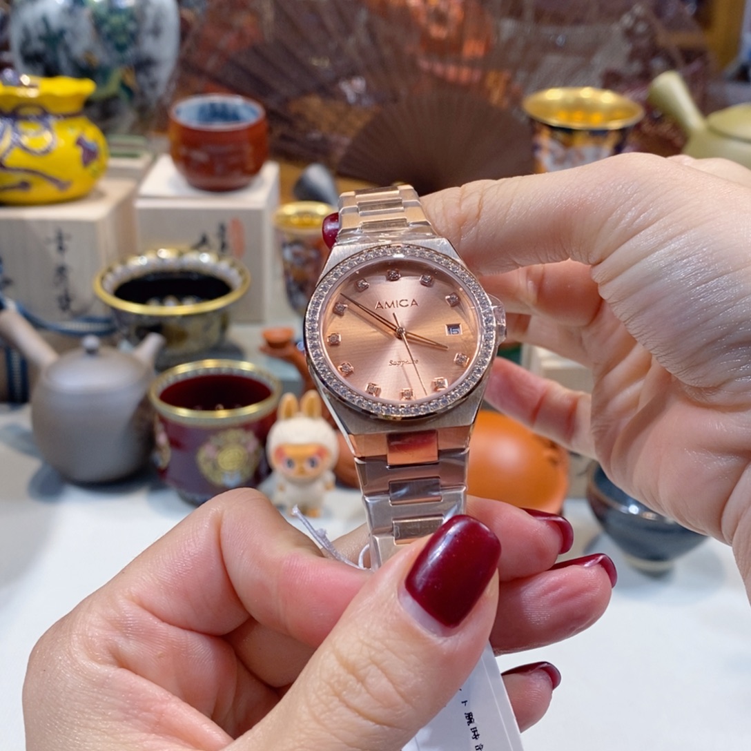 精钢小牛皮（革）精钢石英机芯