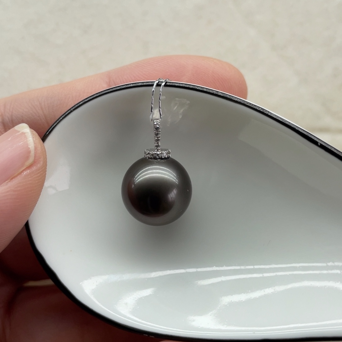 海水珍珠吊坠(不含链)18K金镶嵌12-13m m