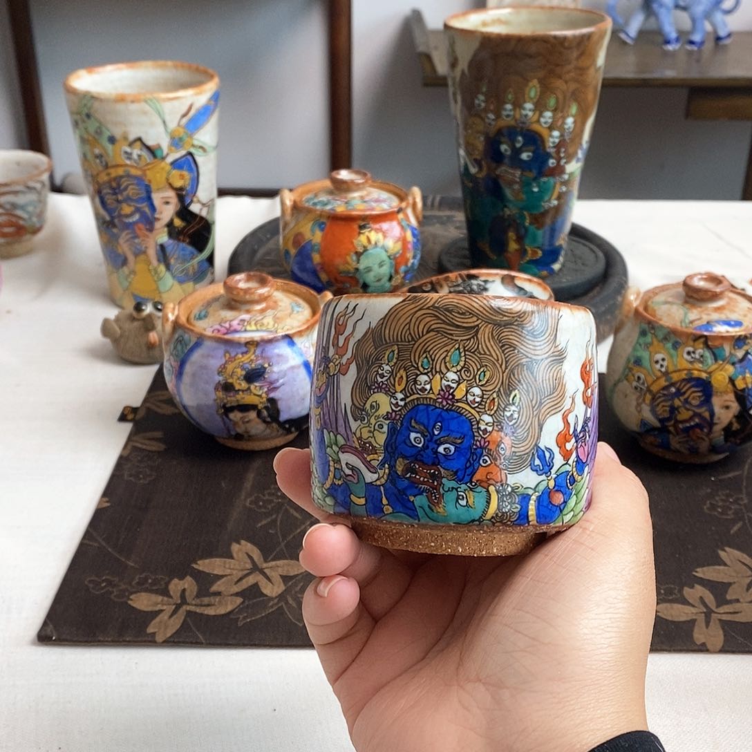 手工手绘普巴金刚茶杯