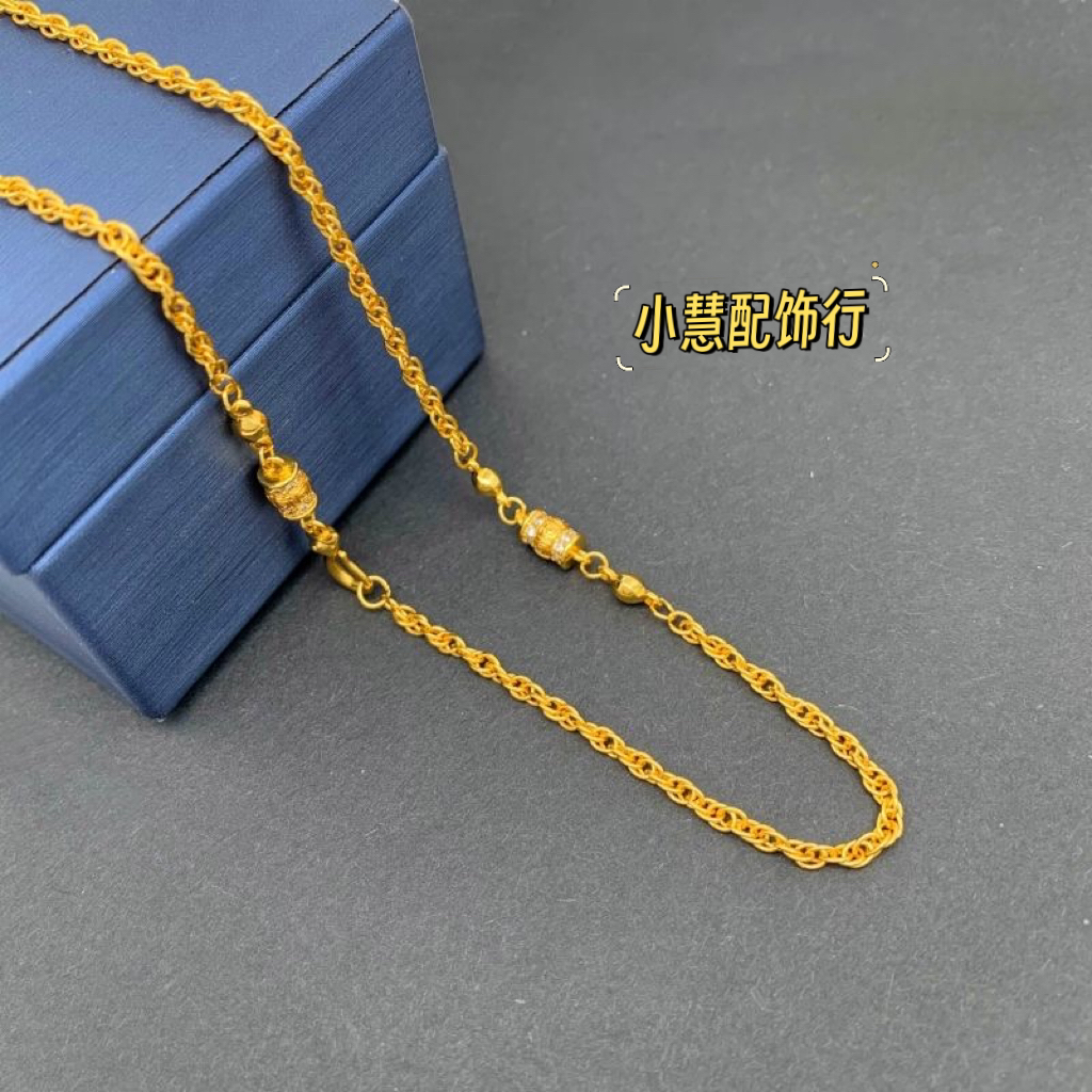 铜合金项链 【小慧家】新中式百搭水波纹链60厘米复古时尚