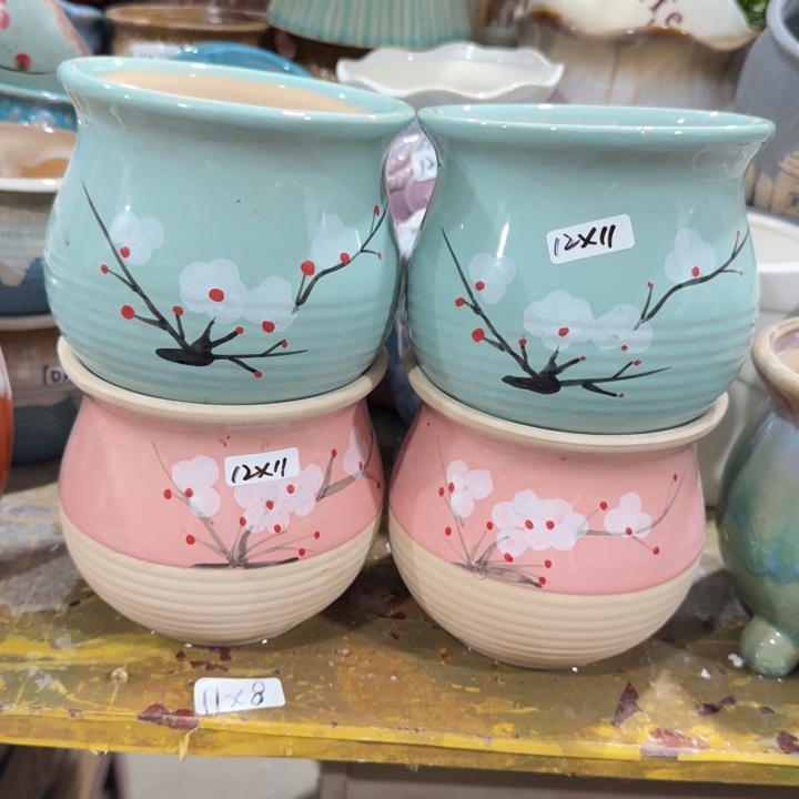 凑9块包邮，有孔，陶瓷花盆