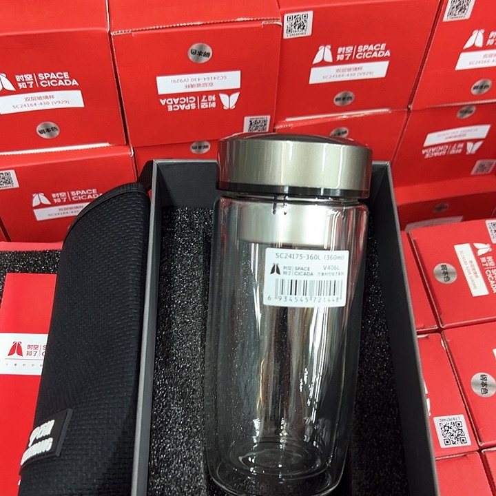 水晶玻璃盖子款ｖ406双层鹅蛋360。杯套