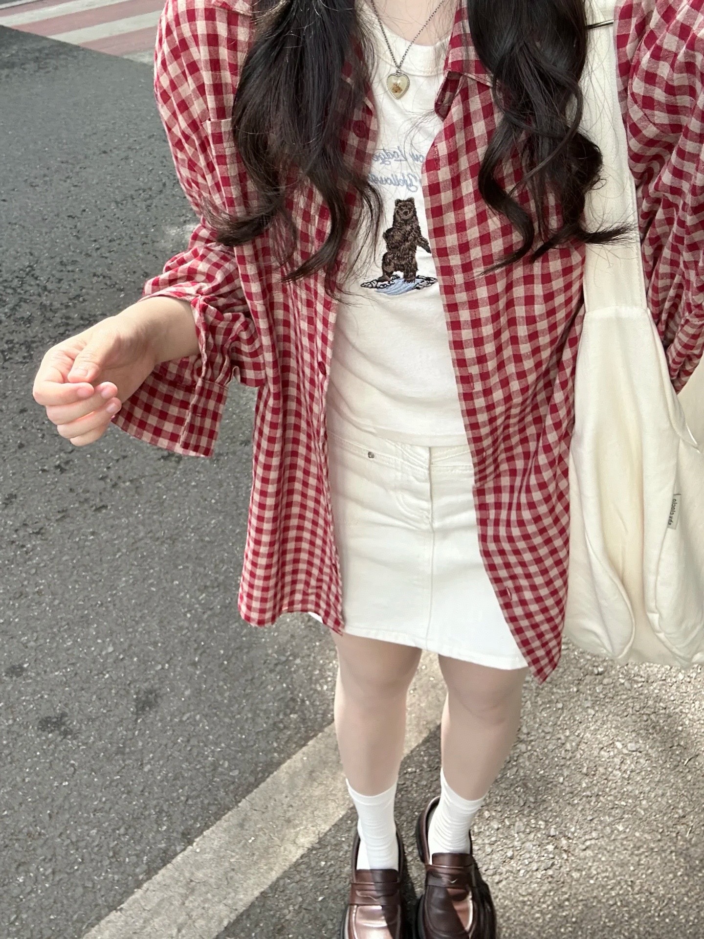 超显白复古慵懒红色格子衬衫女2025春夏防晒薄外套宽松休闲衬衣潮