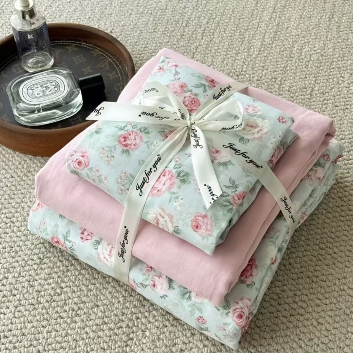 【兰桂坊】四季柔软ins风双层纱四件套简约法式床品