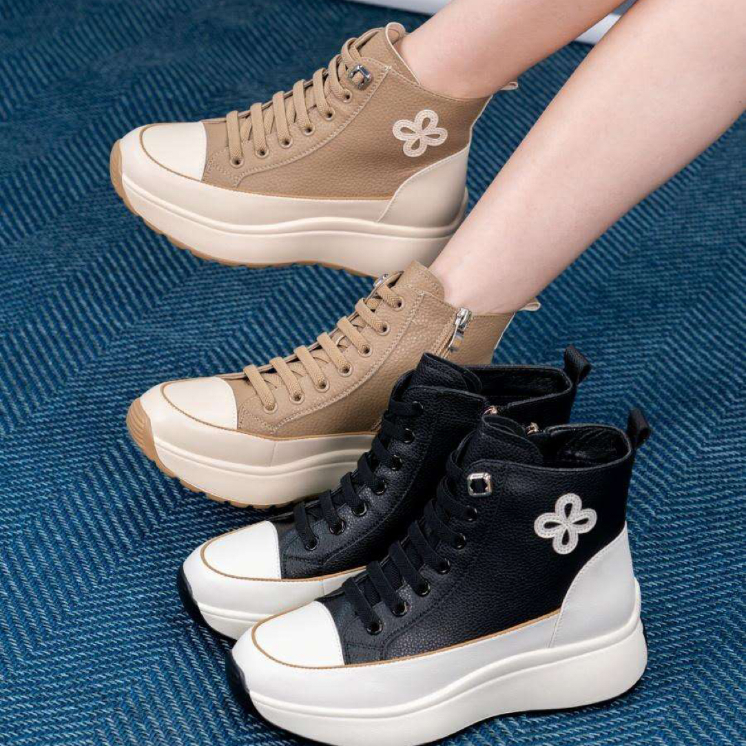 2025东大门冬季新款韩版休闲高帮加绒厚底休闲鞋