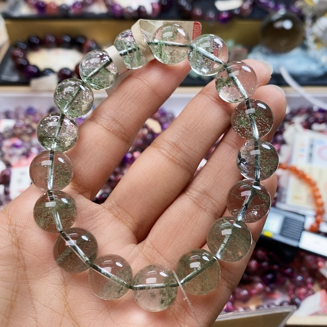 未镶嵌手链水晶全净体绿幽灵13m G123