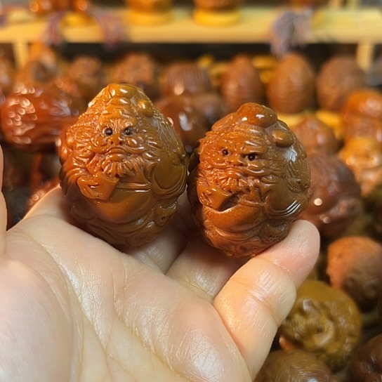 锋***下橄榄核手串/手链万应钟馗一对34加