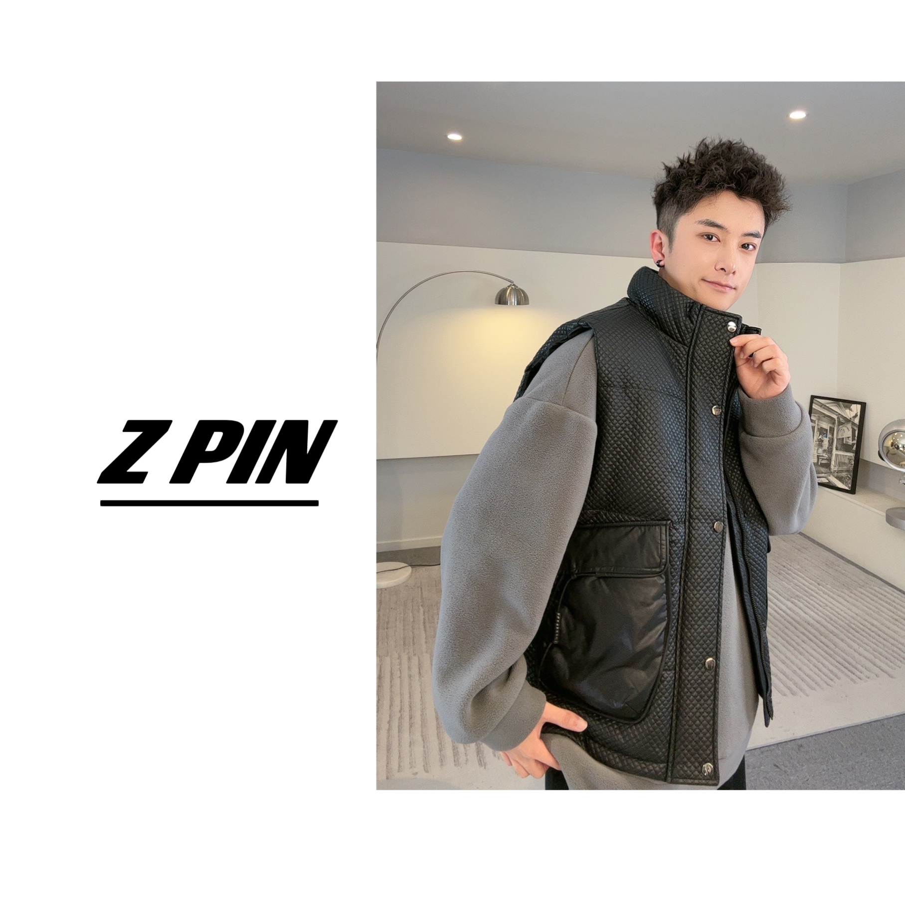 （臻品）秋冬百搭潮流时尚情侣休闲男士羽绒外套立领6603