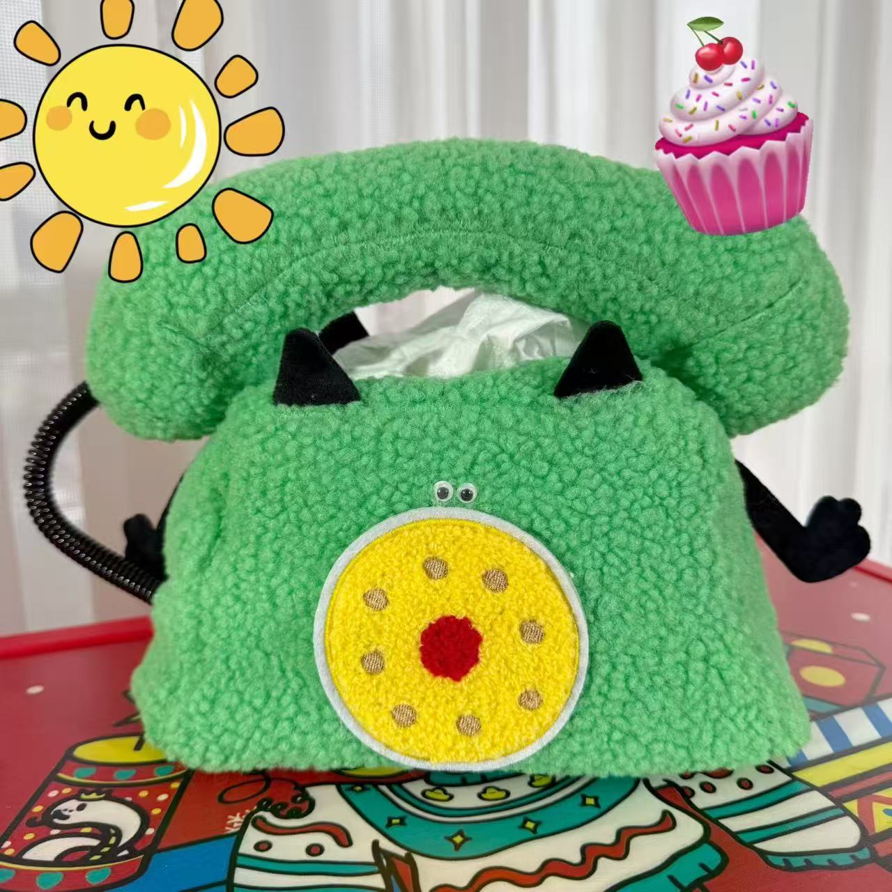 新款多巴胺创意纸巾盒桌面款玩偶抽纸盒电话机造型