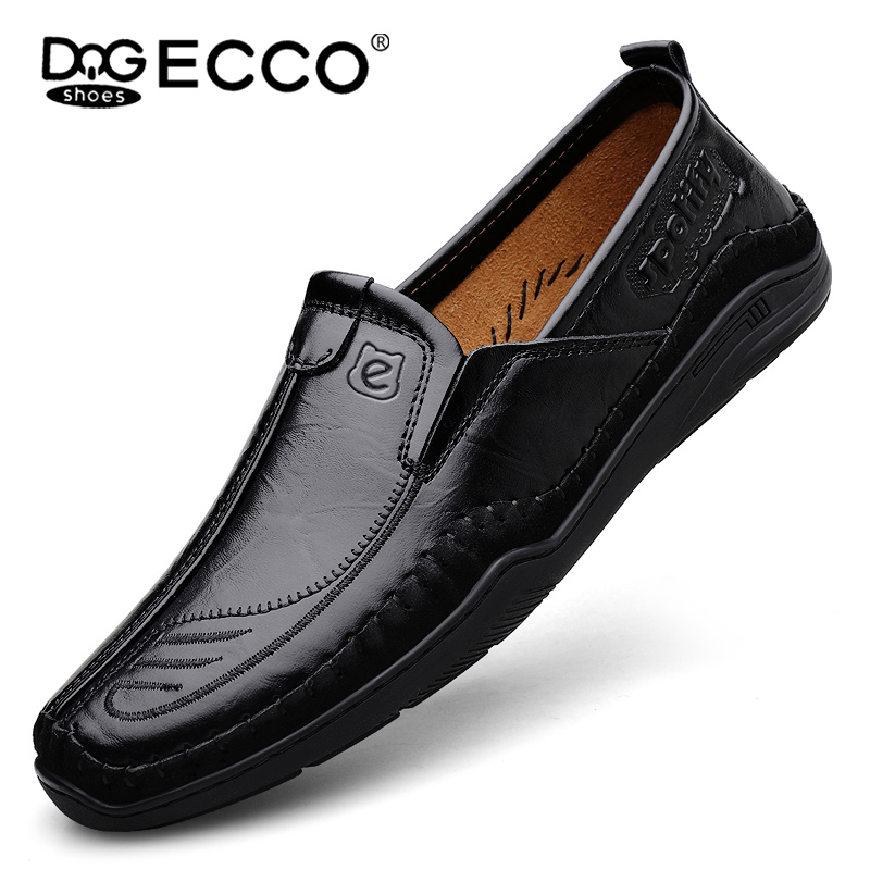 DQGECCO夏季时尚男士休闲皮鞋皮面舒适车缝线中年爸爸商务鞋191