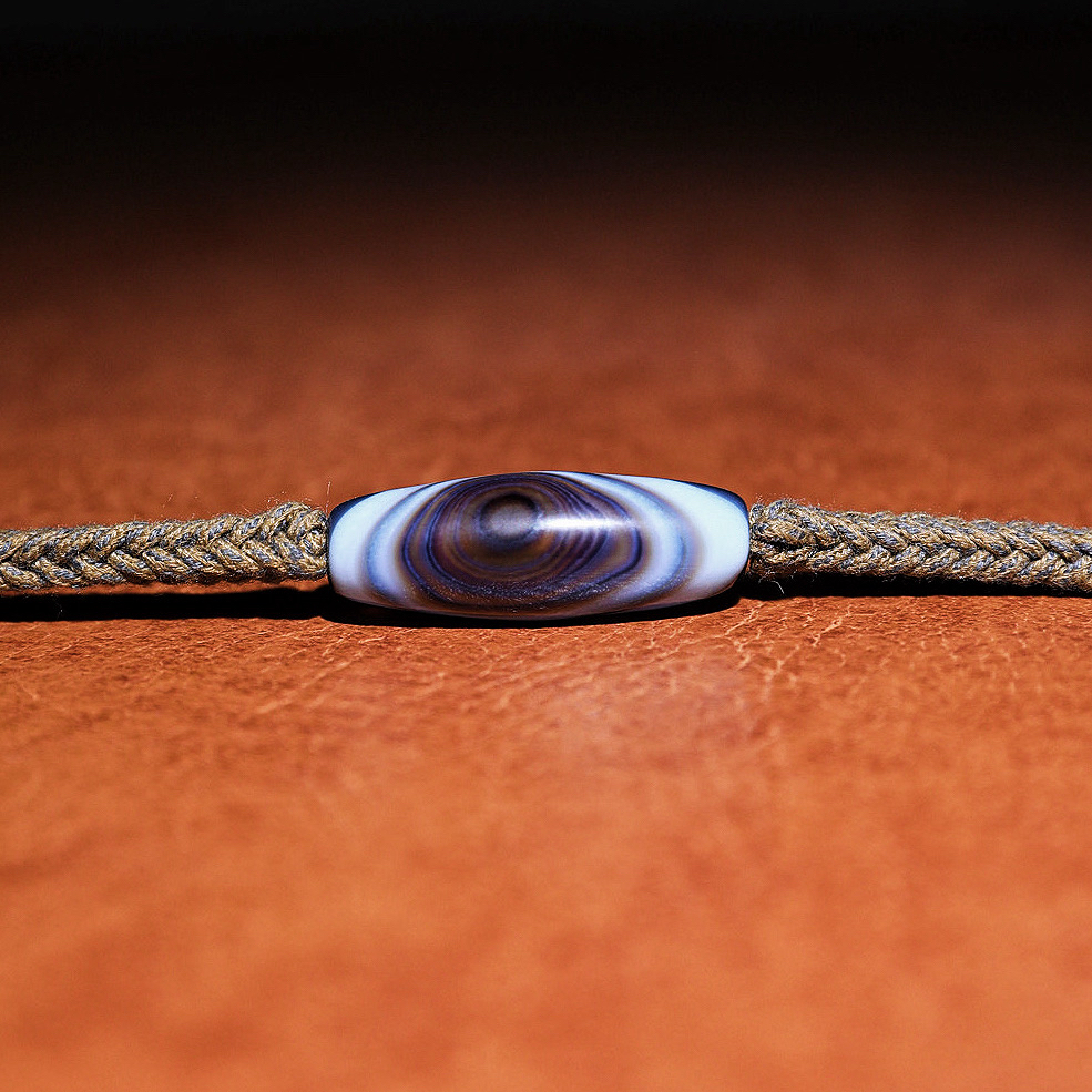 蓝沁缠丝玛瑙珠子