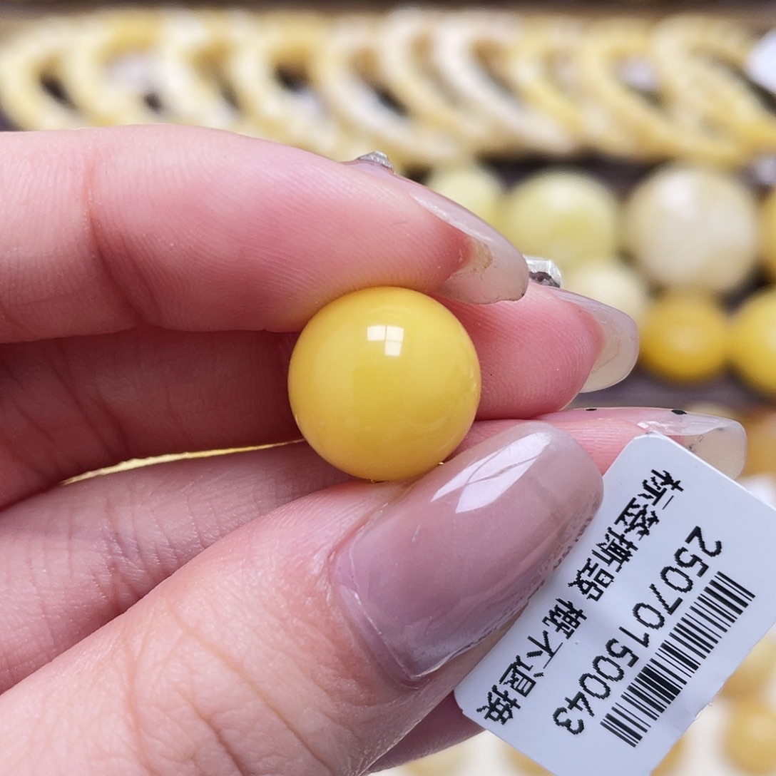 琥珀未镶嵌裸石13mm氧化款圆珠