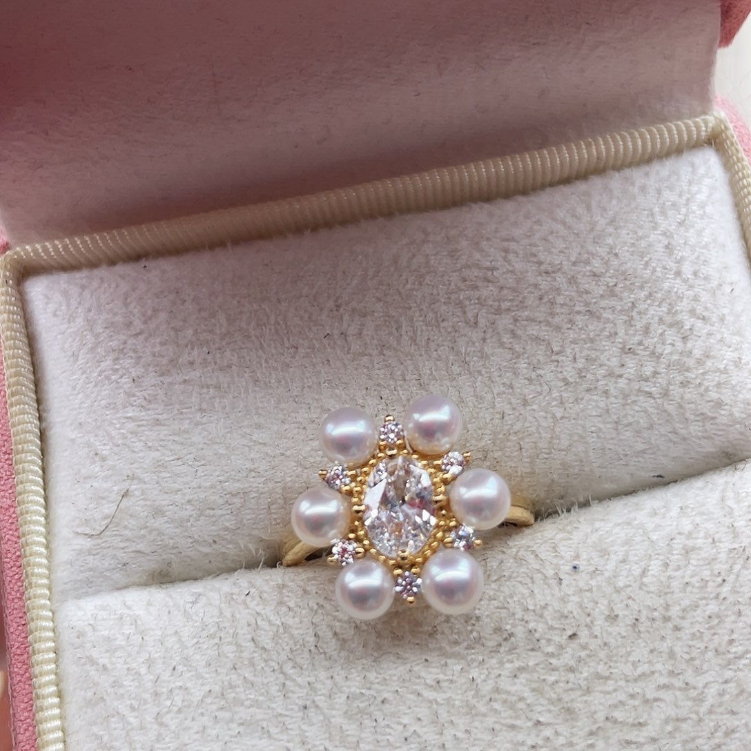 戒指银S925镶嵌淡水珍珠W26