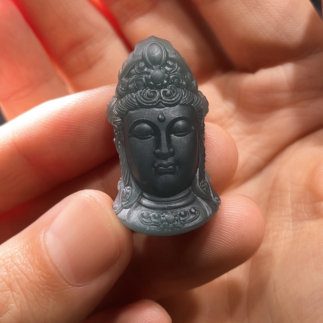 定制翡翠未镶嵌一***K天然翡翠冰透观音头