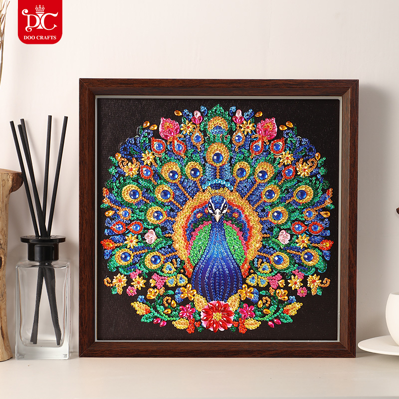 蒂彩DC锦屏华羽半钻孔雀钻石画贴钻十字绣客厅手工diy砖石画