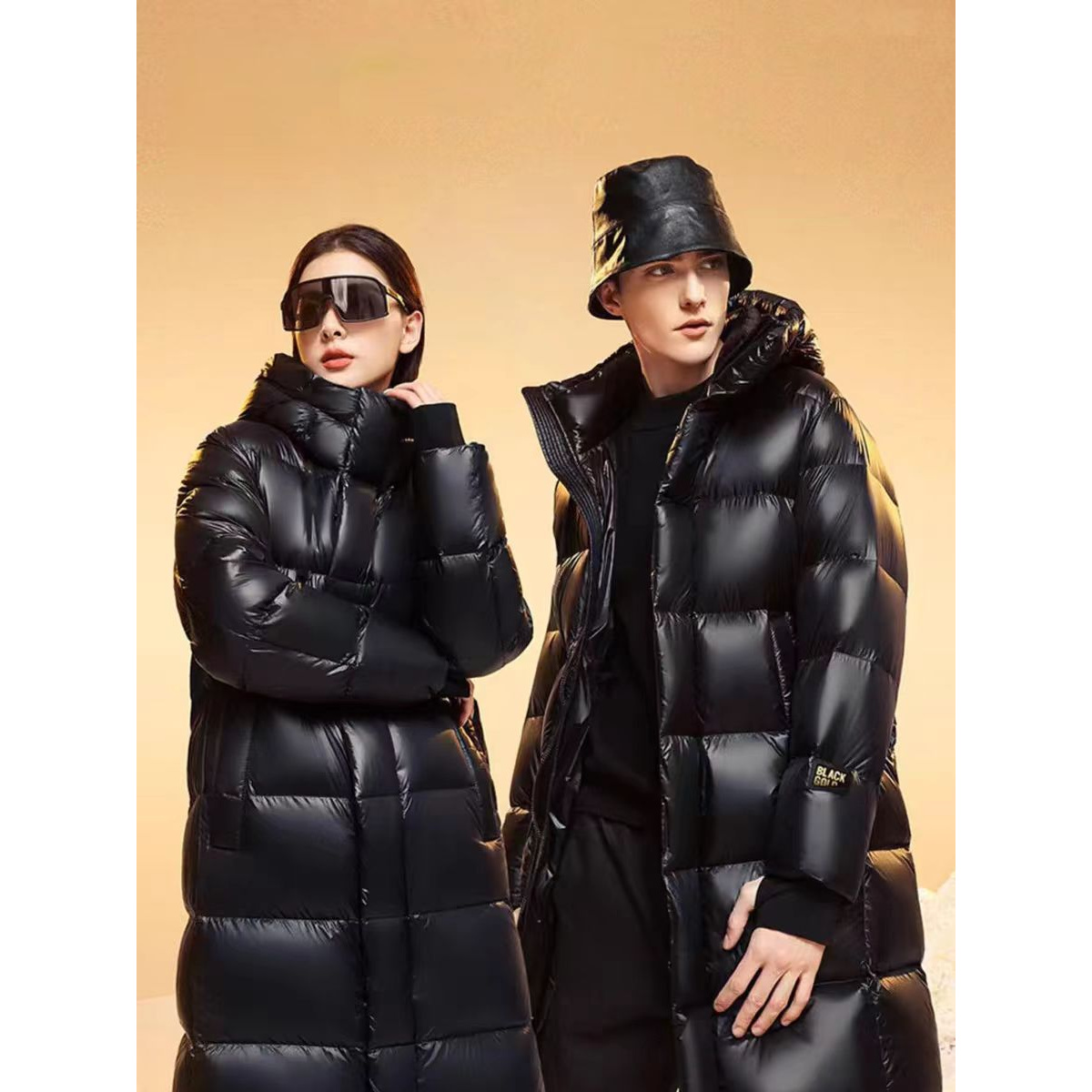 A112#2024新款优质羽绒服男女通穿中长款保暖黑金羽绒服保暖