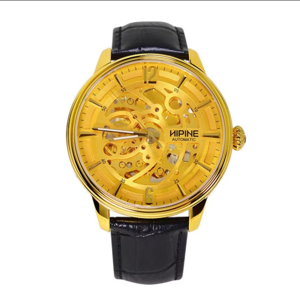 【新款上市】圆形形高档黄金男士腕表高端进口机械机芯手表金色