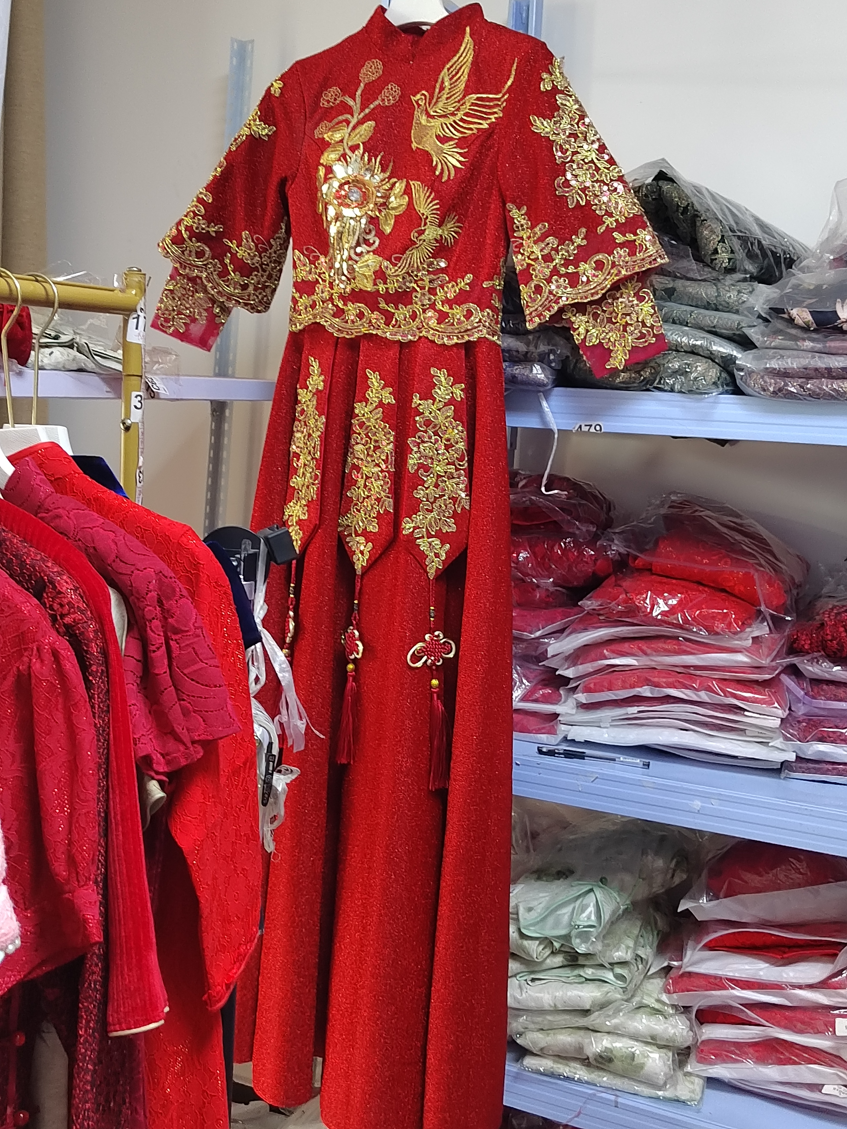 礼服长袖直襟中腰A型红色套装婚庆婚服新郎新娘中式服装