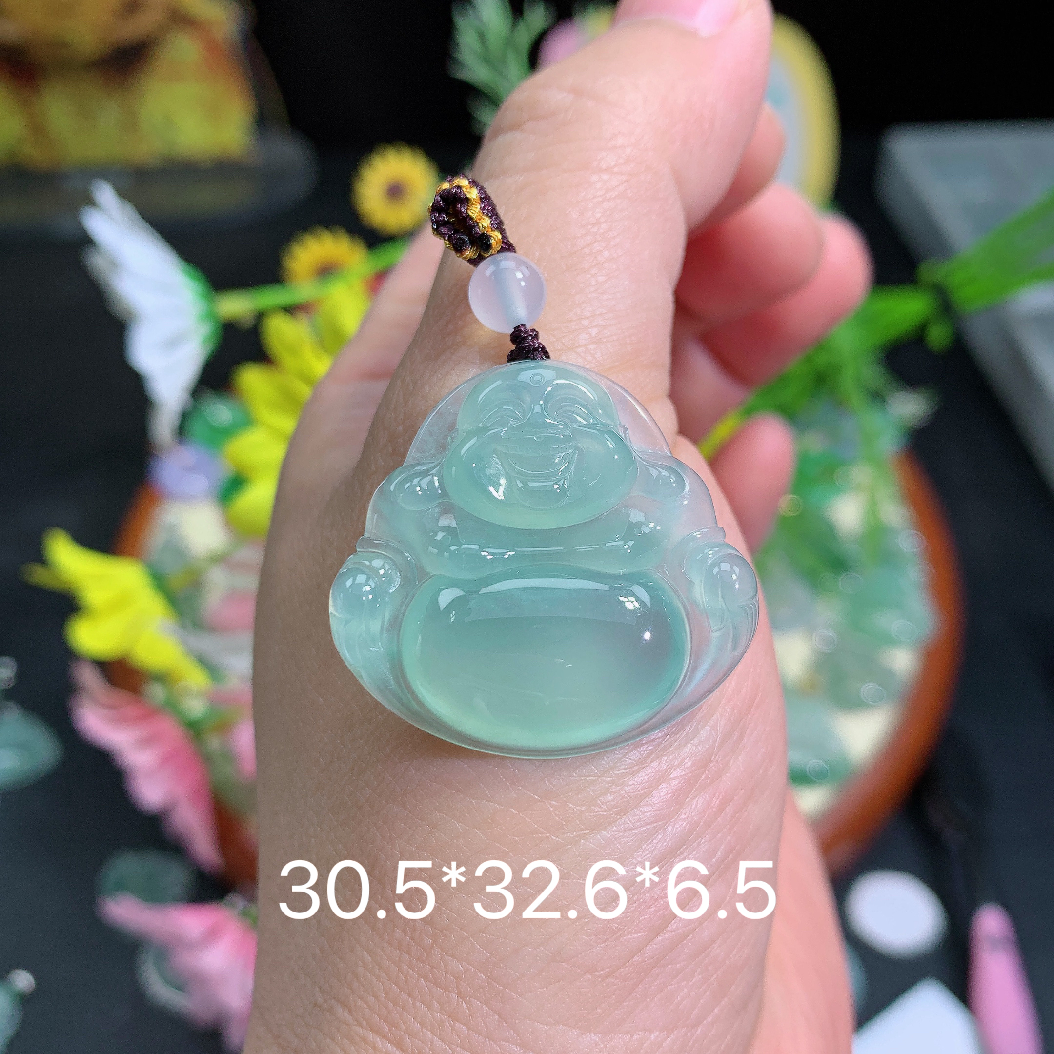 缅甸翡翠A货冰种晴水绿佛公品吊坠挂件水润百搭精冰气质妈妈精美