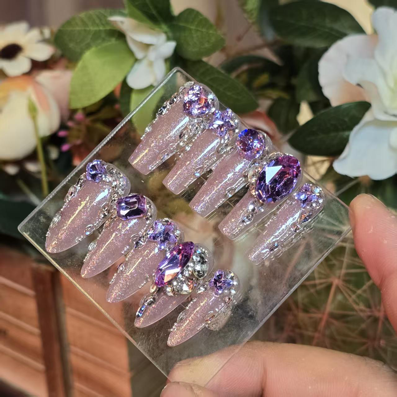 葡萄冰萃丶371月光(施华洛)国版丶奥杰丶手工穿戴甲