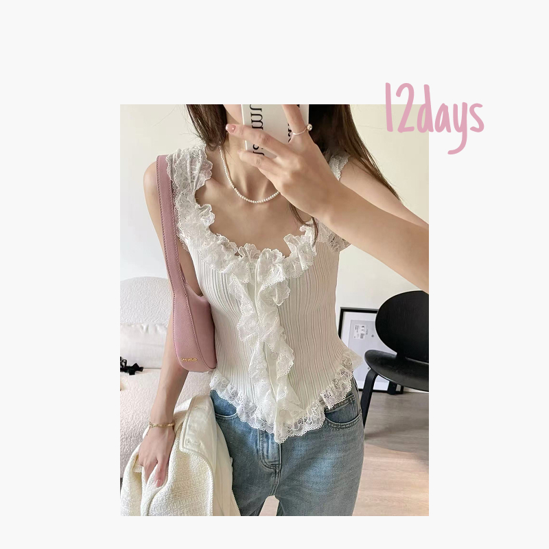 12days | 【田曦薇同款】蕾丝拼接吊带背心 | 25059