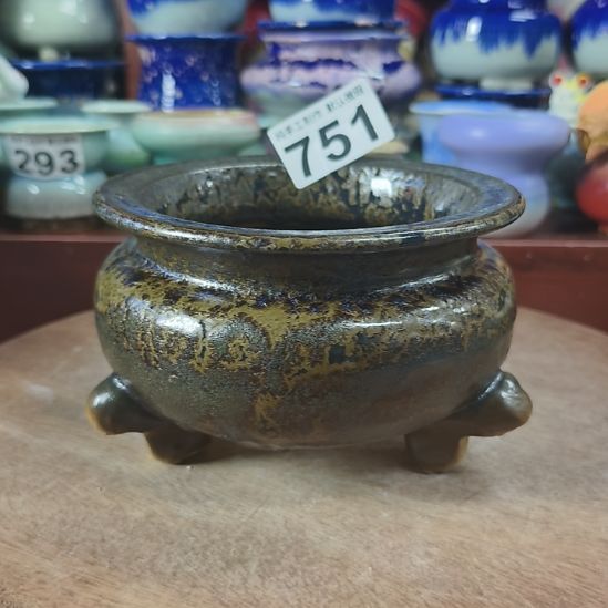 景德镇手工高温陶瓷：三足拼盘内口12高11