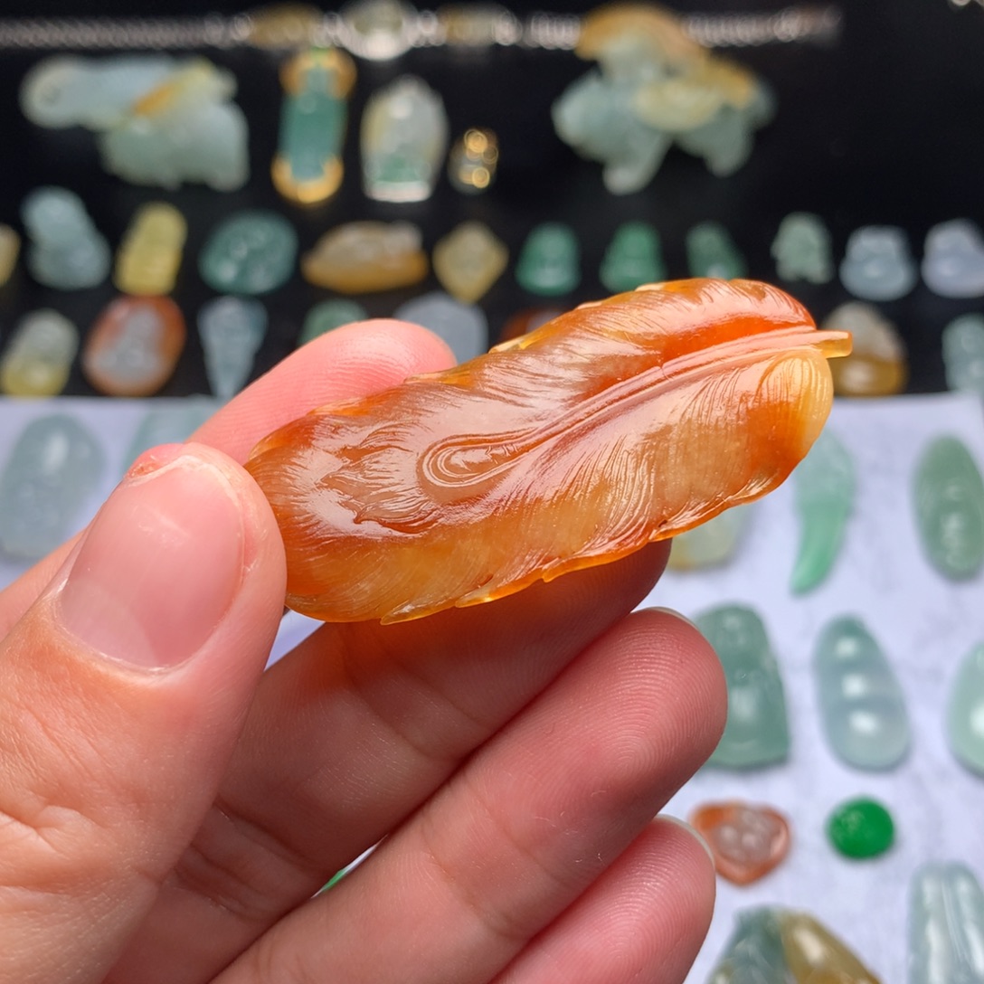 老***菜定制翡翠未镶嵌羽毛