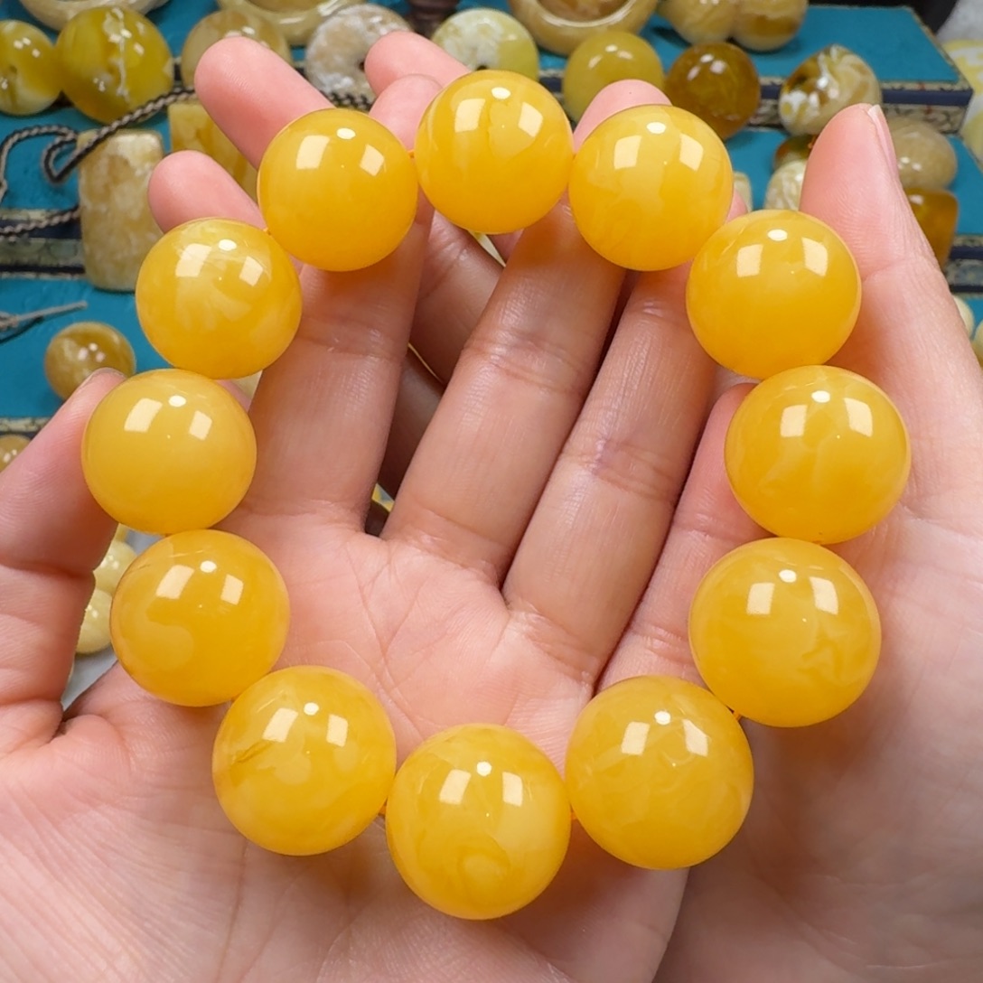 蜜蜡手链未镶嵌不***路蜜蜡