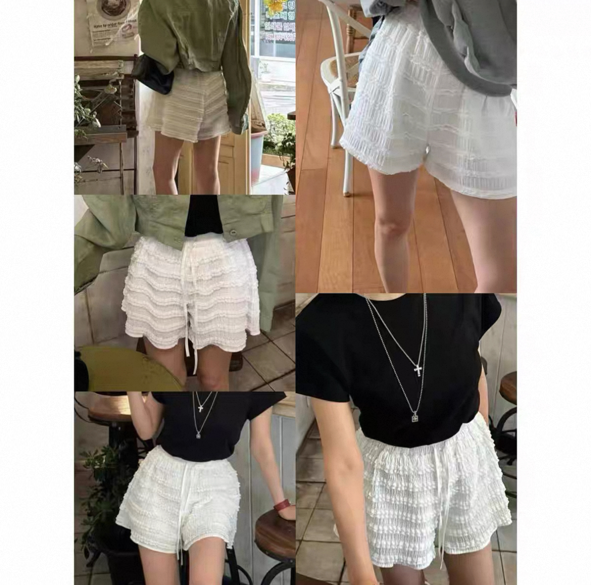 2025夏季新款甜美#672拼接木耳边短裤