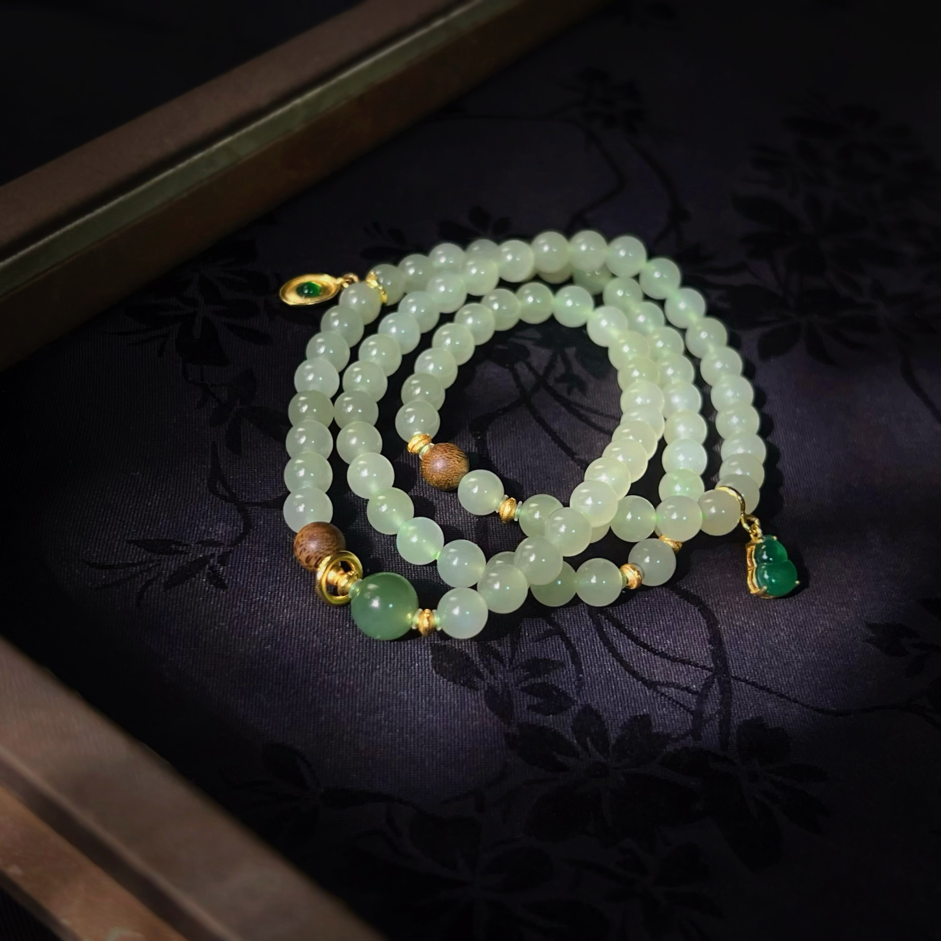 浣纱青｜和田玉*高冰晴水*原创设计款手链多圈6mm