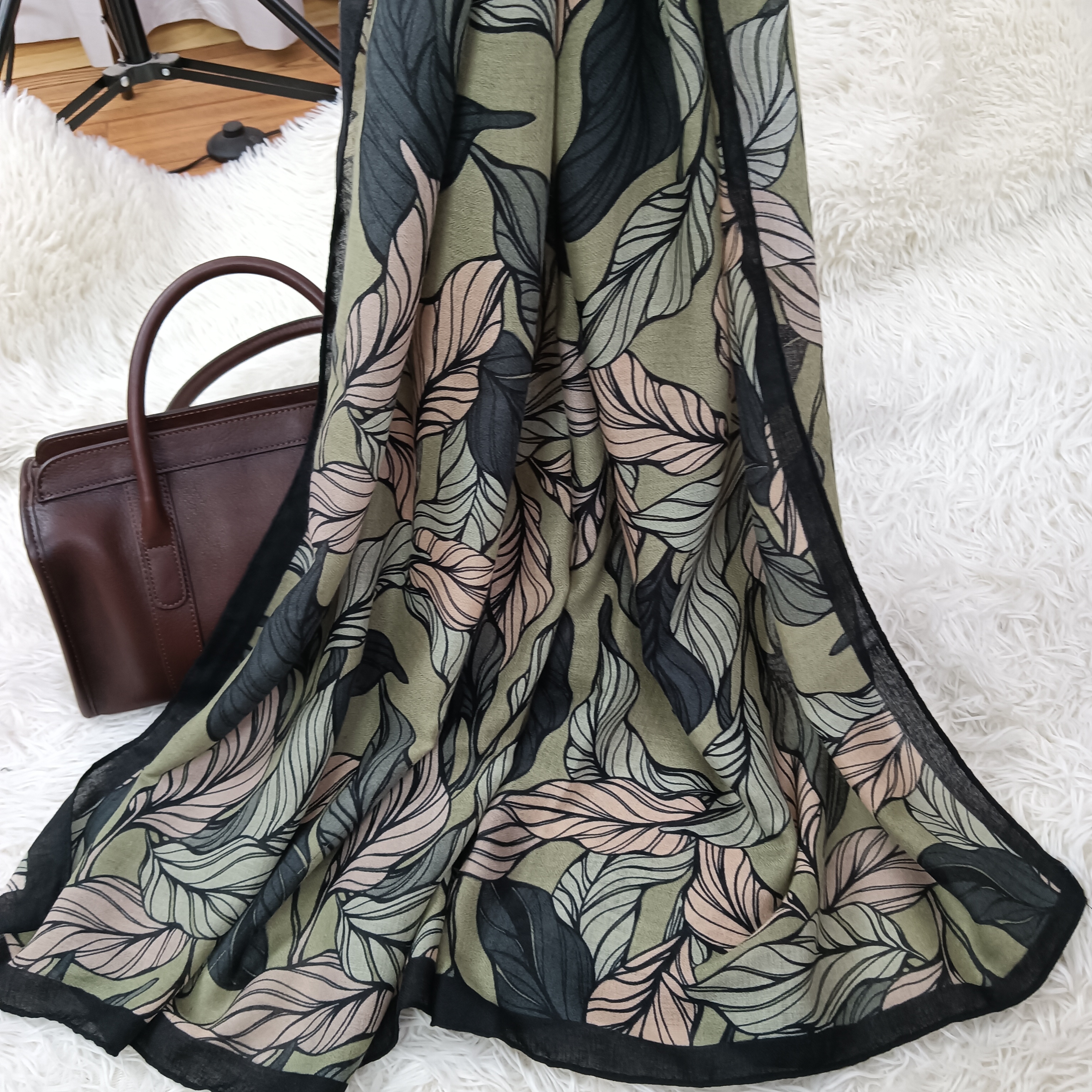 时尚棉麻质感防晒围巾披肩百搭柔软舒适轻薄透气175*85（绿野仙踪