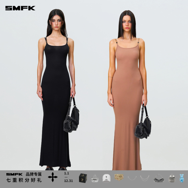 SMFK拥抱修身长裙 UD011B 纯色弹力亲肤显瘦辣妹包臀吊带连衣裙