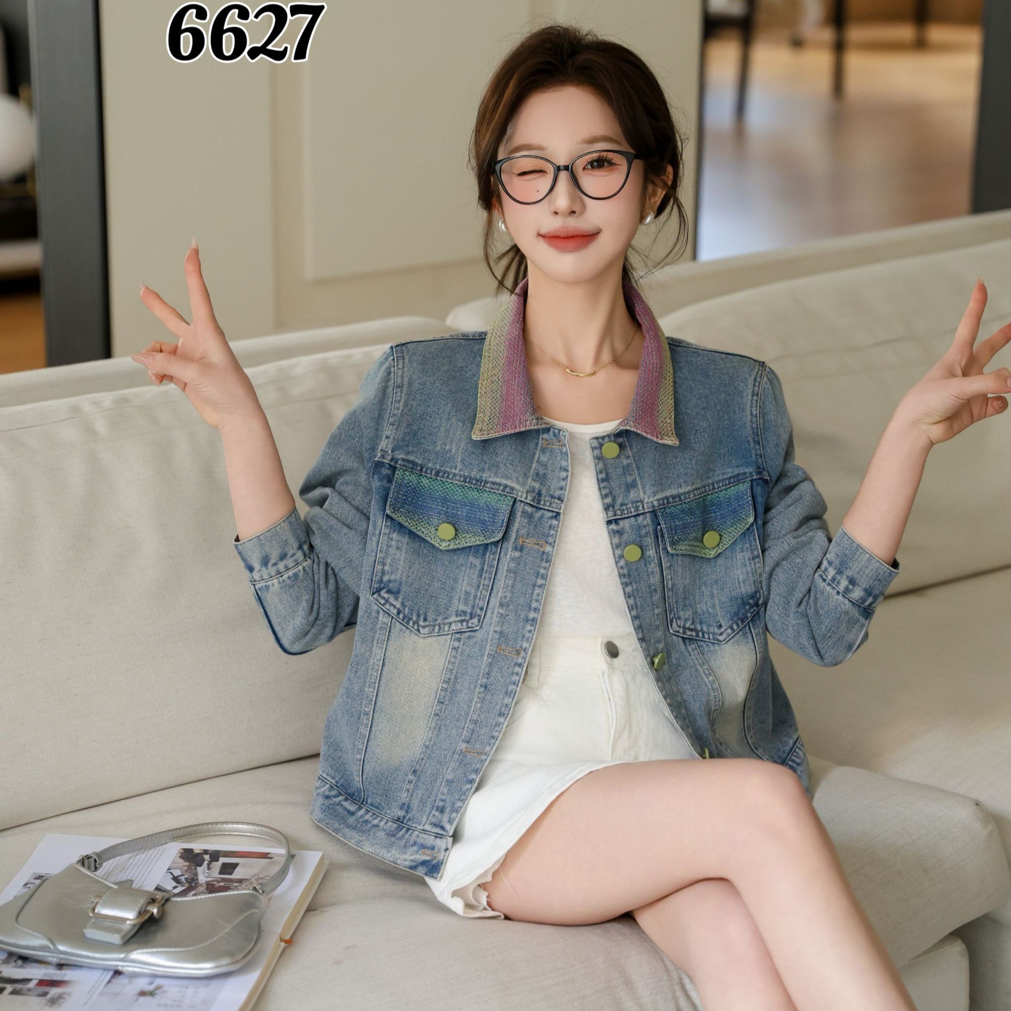 HHY6627（聚水潭）女短外套韩版设计感秋季外套春季女士牛仔外套