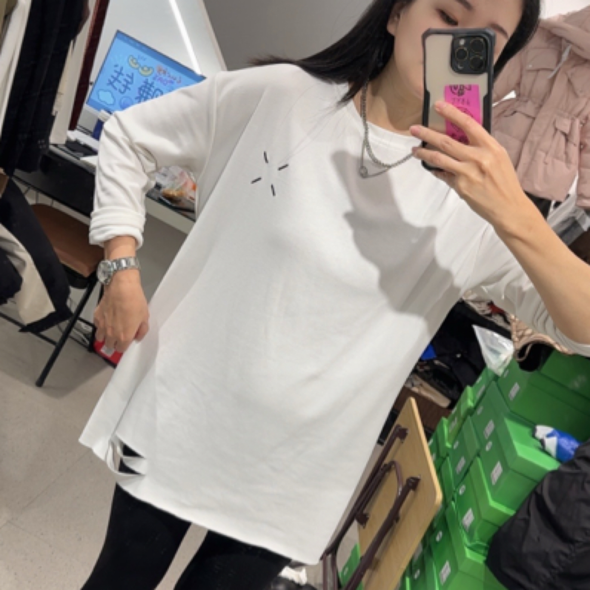 娜娜推荐 定制款衣长78磨毛大版白色打底衣