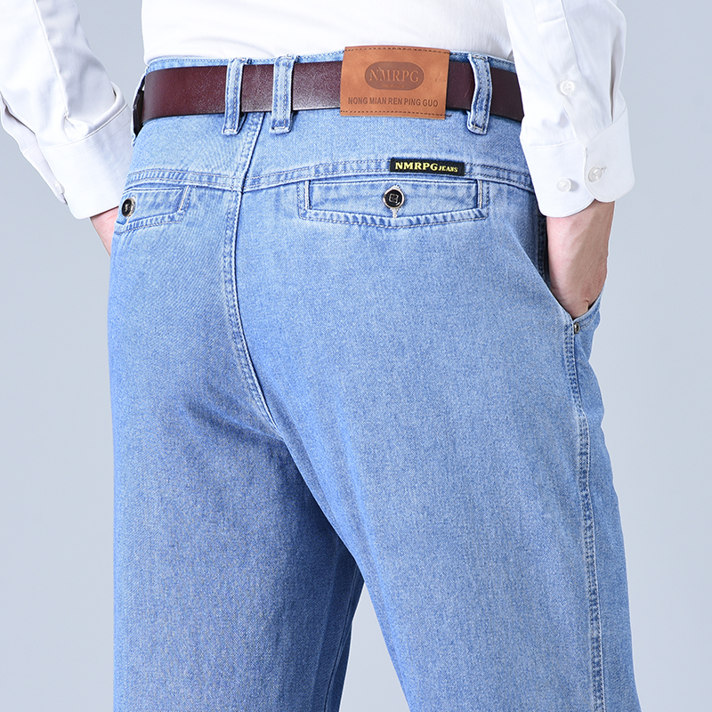 【100%棉】2025秋冬厚款农棉人男士牛仔裤中老年高腰宽松直筒休闲裤