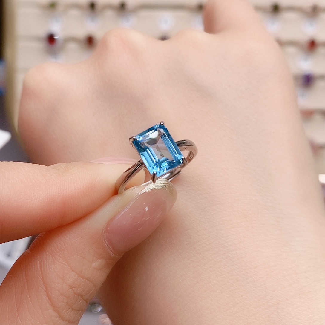 托帕石戒指银S925镶嵌戒指