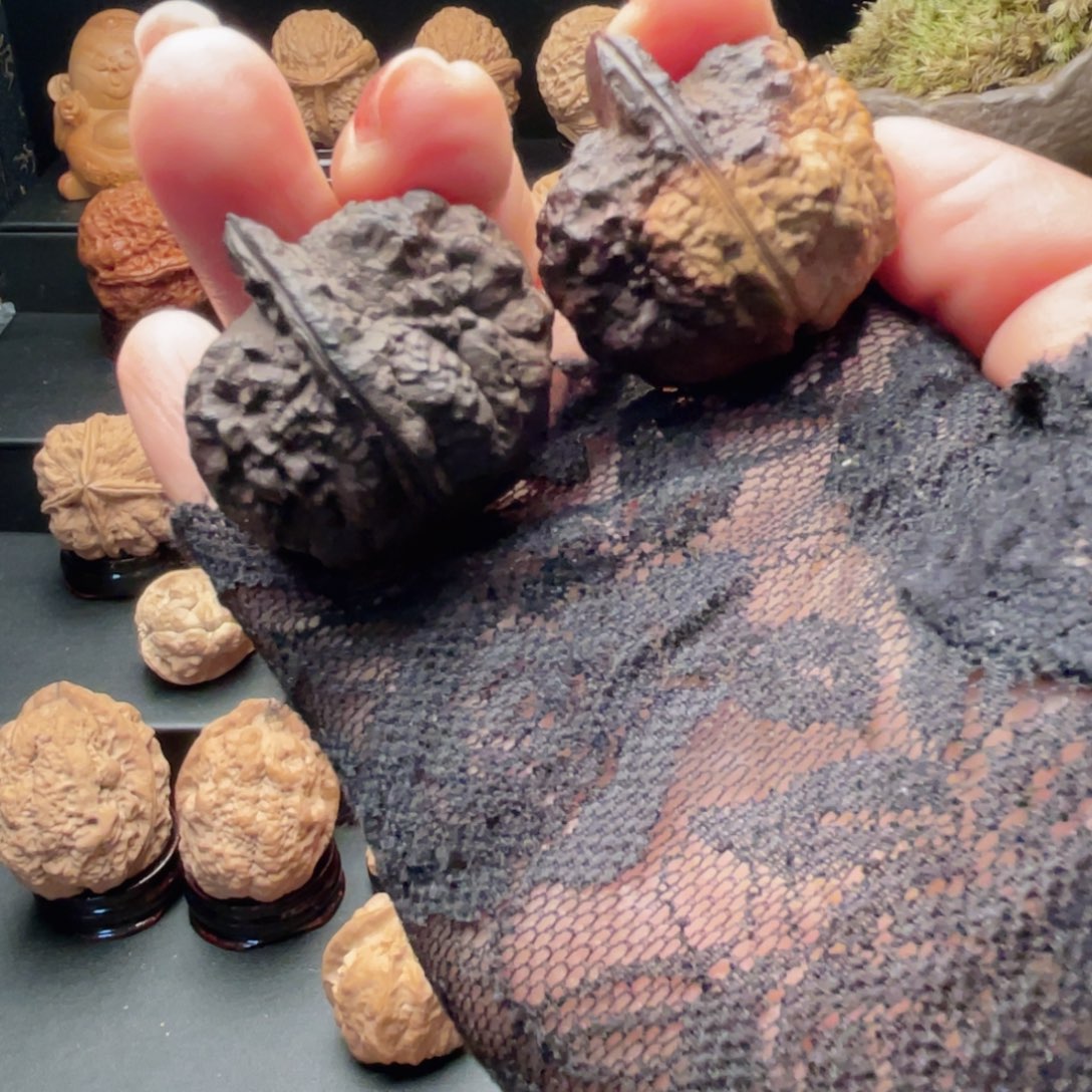 自***悟文玩核桃把件临蝉塔…………