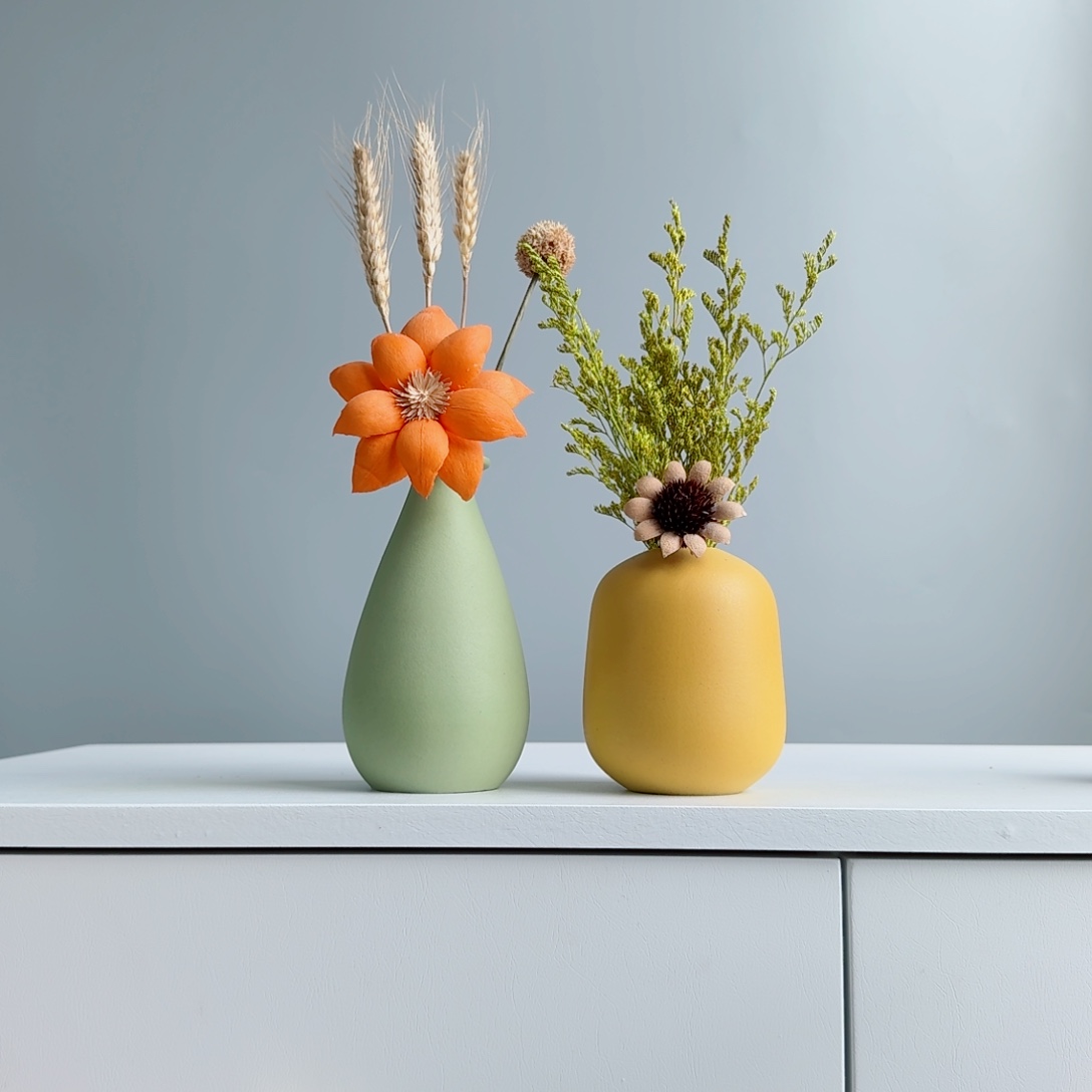 摆件陶瓷花瓶摆件含花总高约20-30cm