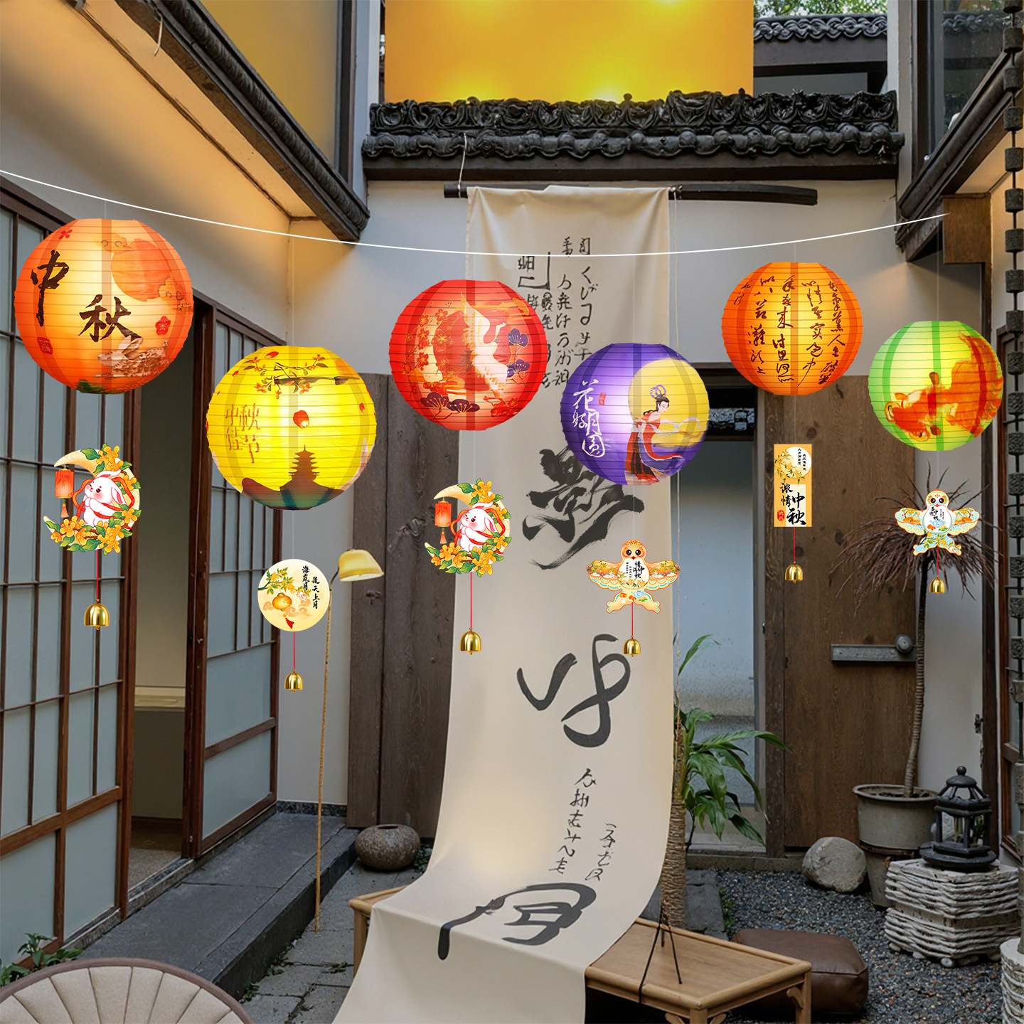 中秋节灯笼商场店铺活动拍照户外吊饰挂件氛围场景布置装饰品古风