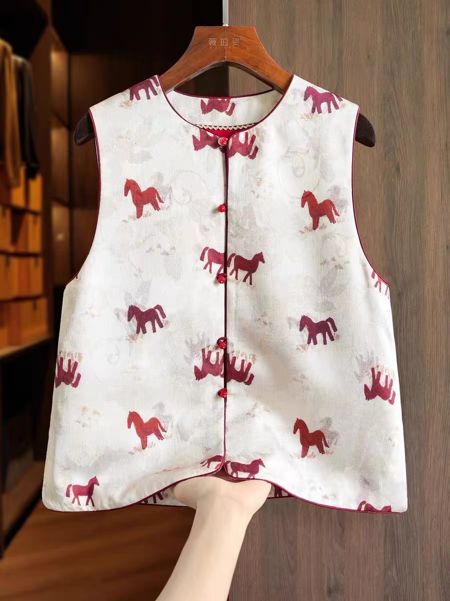 【钰姐精选】千芊868-双面复古提花刺绣马甲复古中国风中式民族风