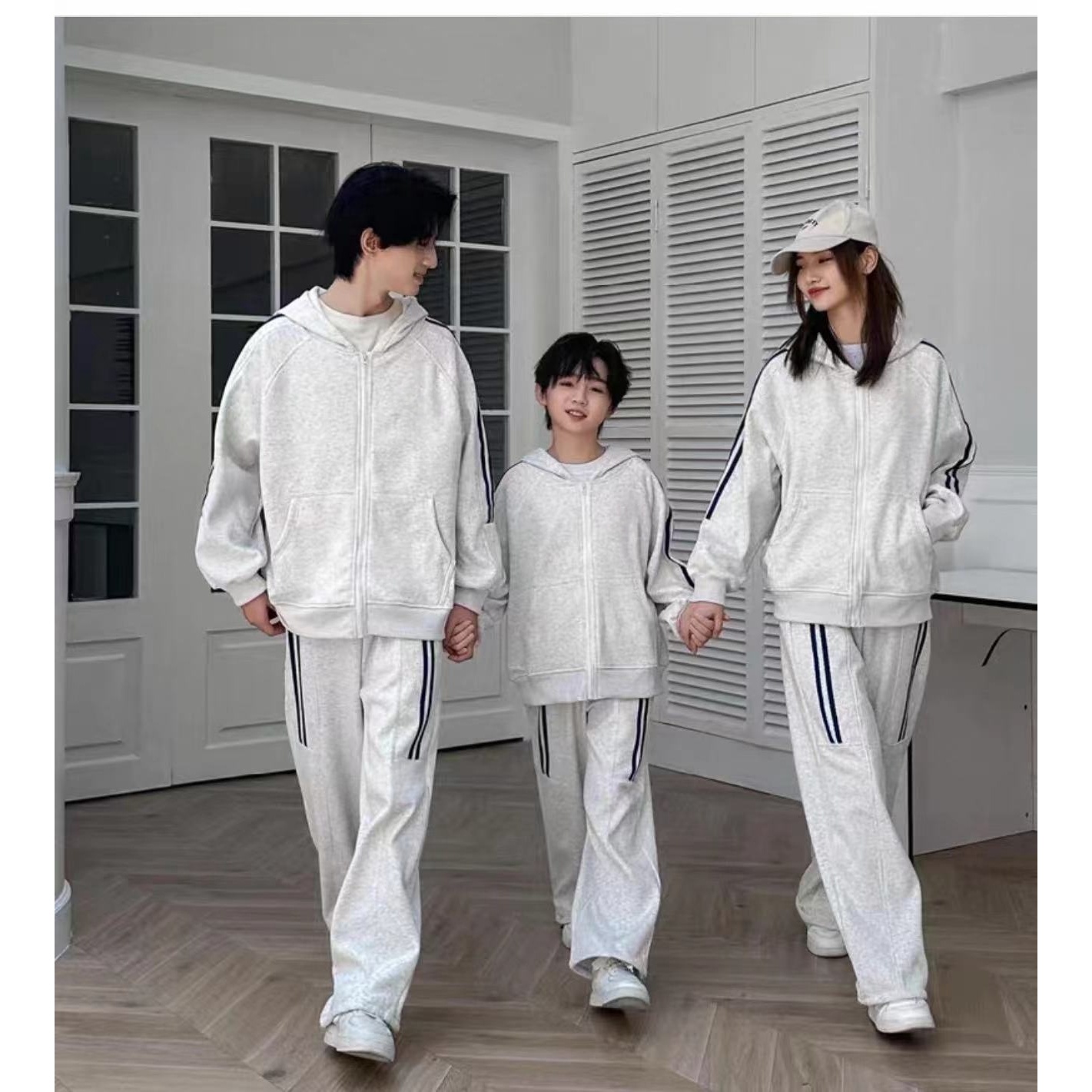 【米果妈】儿童2025春季新款一体绒洋气连帽运动套装B1020