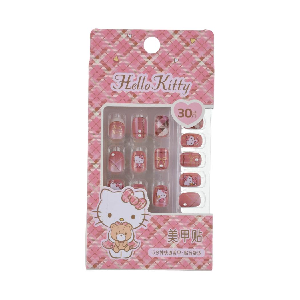 三丽鸥家族复古格纹联名系列美甲贴30片(粉色kt）&名创优品