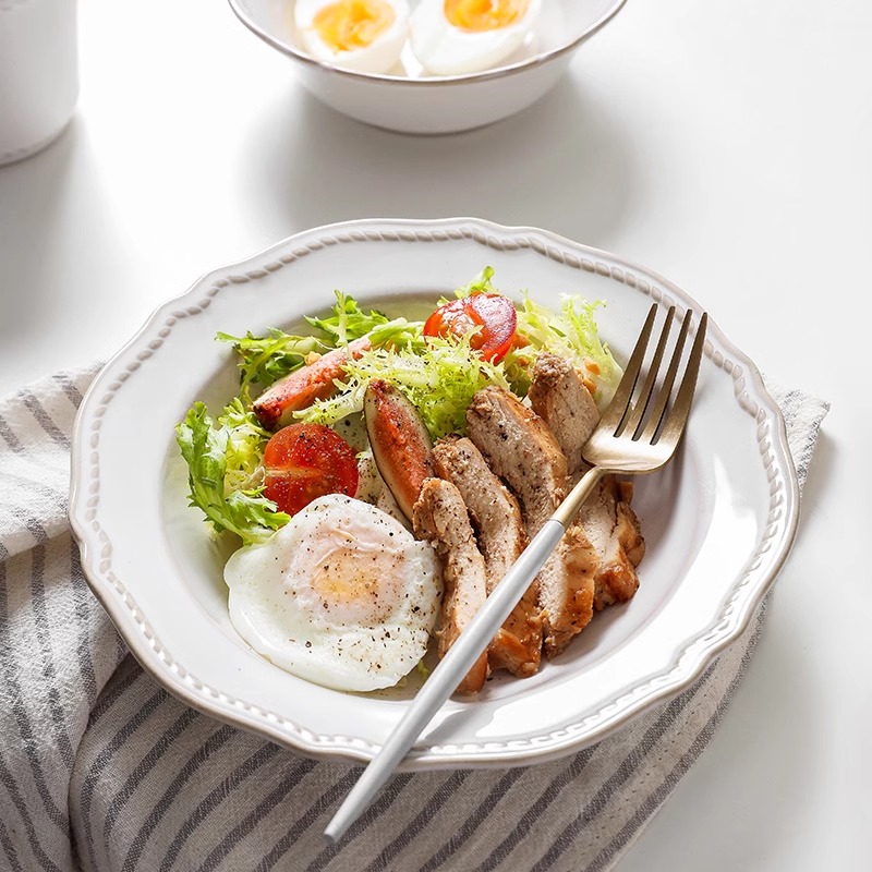 肆月尼罗欧式米饭碗家用2025新款餐具简约精致陶瓷高级感吃饭小碗